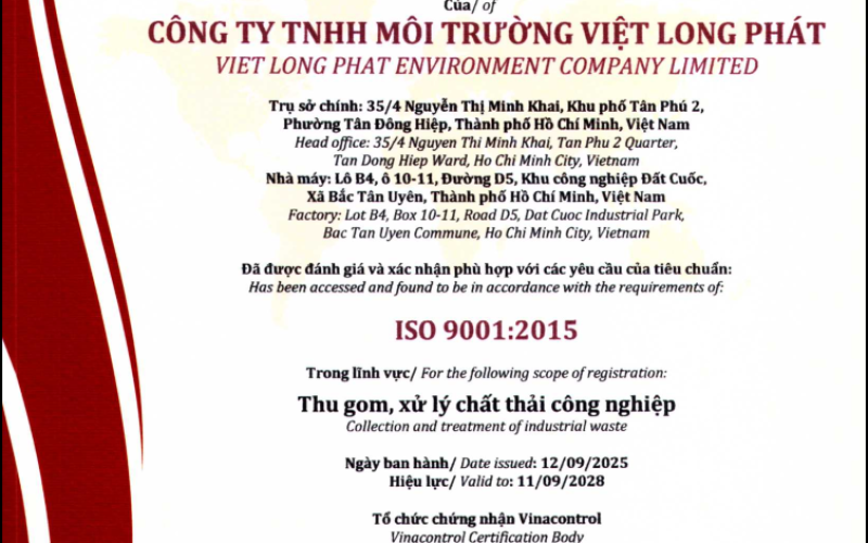 Chứng Chỉ ISO 9001:2015 